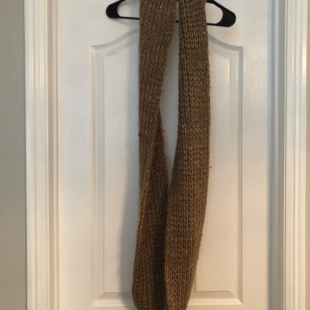 Extra Long Light Brown Sequined Infinity Scarf